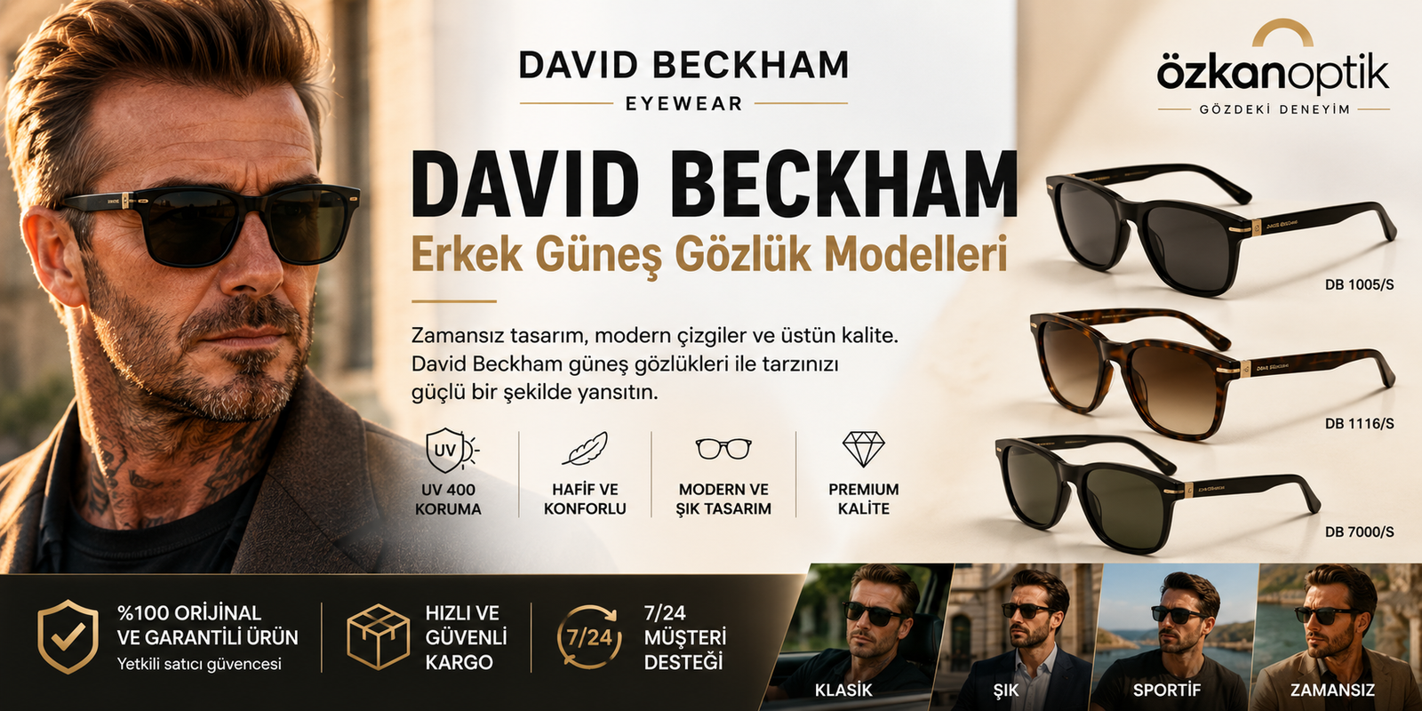 David Beckham Erkek Güneş Gözlük Modelleri